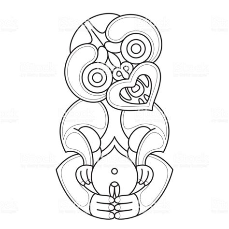 Line Art Of A Hei Tiki The Hei Tiki Is A Maori Talisman Usually