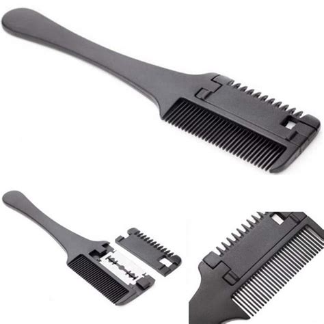 Pro Hair Razor Comb Shaving Blades Black Handle Hairdressing Double