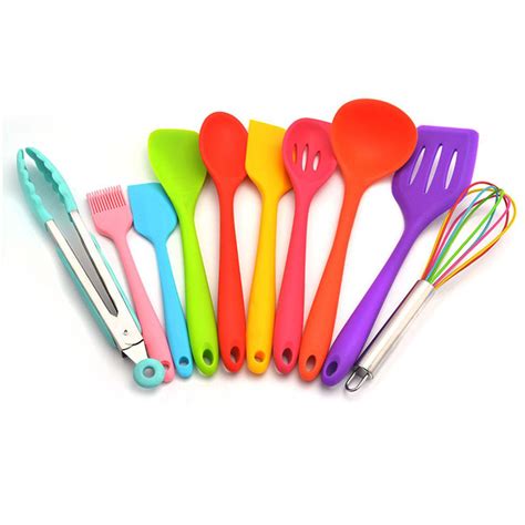 Asypets 10pcsset Silicone Kitchen Utensils Set Colorful Cooking