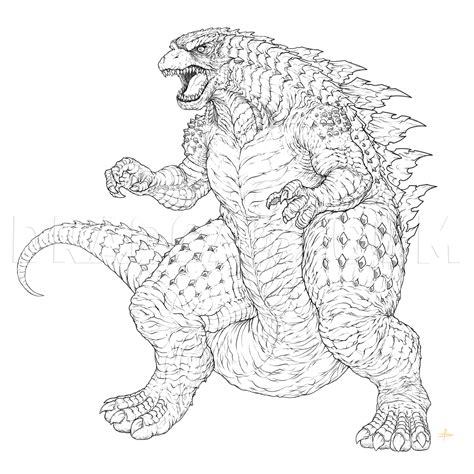 How To Draw Godzilla 2014 Step By Step Drawing Guide By Kingtutorial