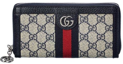 Gucci Ophidia Gg Supreme Canvas And Leather Zip Around Wallet In Grey