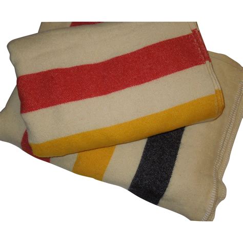 Beautiful Matched Pair of Wool Striped Blankets from 
