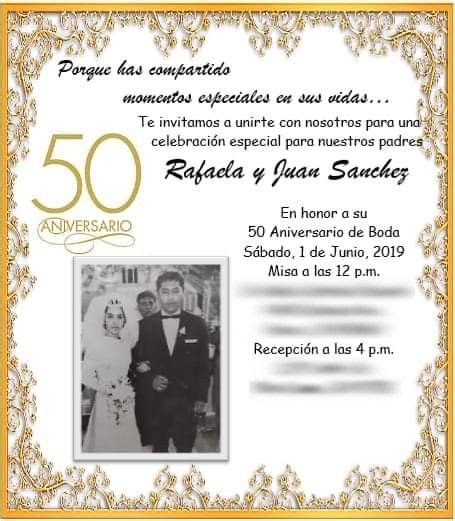 50 Aniversario De Boda Invitaciones 50th Wedding Anniversary