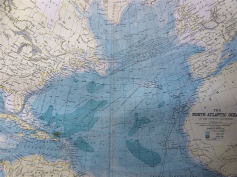 1904 North Atlantic Ocean On A Gnomonic Projection Original Antique Map