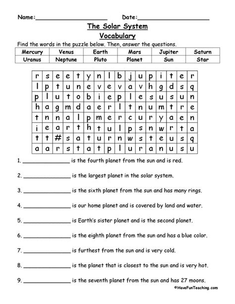 Space Worksheets Page 2 Of 3 Have Fun Teaching
