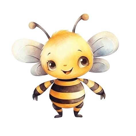 Cute Bee Animal Character Watercolor Bee Bug Honey Png Transparent