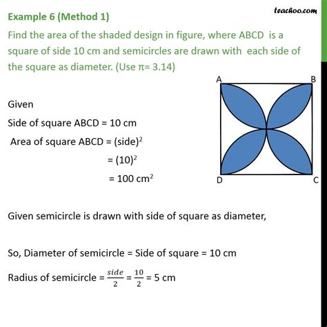 Question 4 Find Area Of Shaded Design Abcd Is A Square 10 Cm