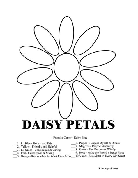 Girl Scout Daisy Petals Printable
