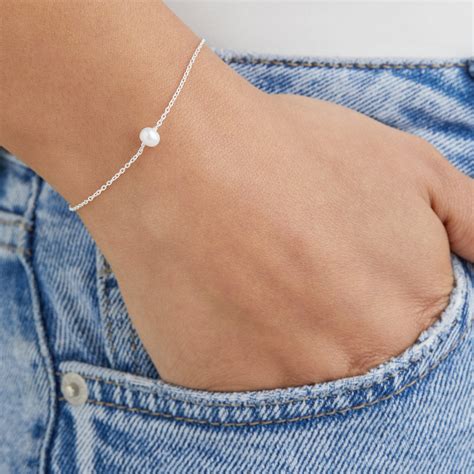 Silver Single Pearl Bracelet Lily And Roo