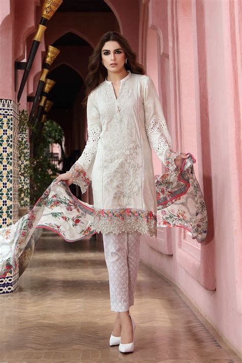 Maria B Lawn Festive Collection Unstitched 3 Piece Suit D 402 In White