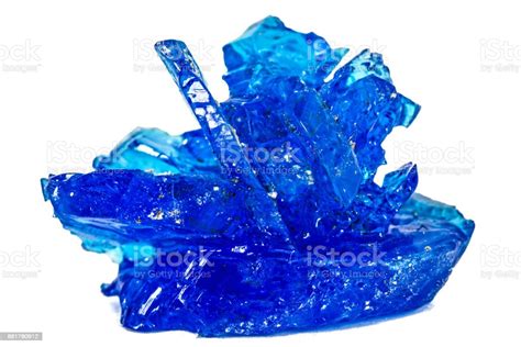 Blue Crystals Of Vitriol Copper Sulfate Isolated On White Background