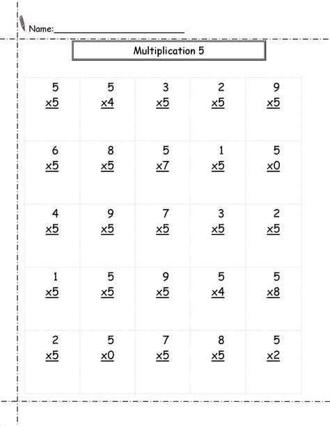 Math Worksheets Multiplication By 5 Free Seeable