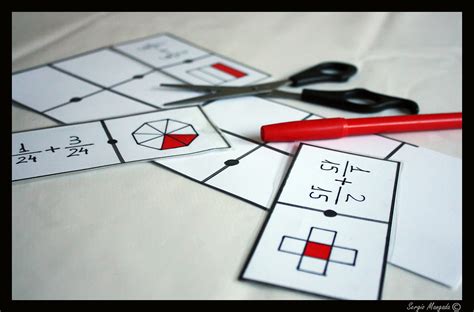 En el juego de matemáticas de 24, coloca una tarjeta en frente de un grupo de estudiantes. APRENDER MATEMÁTICAS EN SECUNDARIA: DOMINÓ MATEMÁTICO DE SUMA DE FRACCIONES