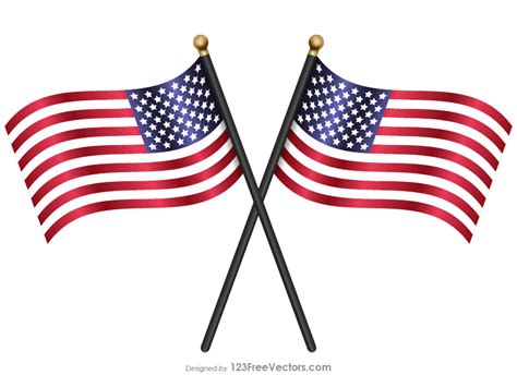 Crossed American Flags