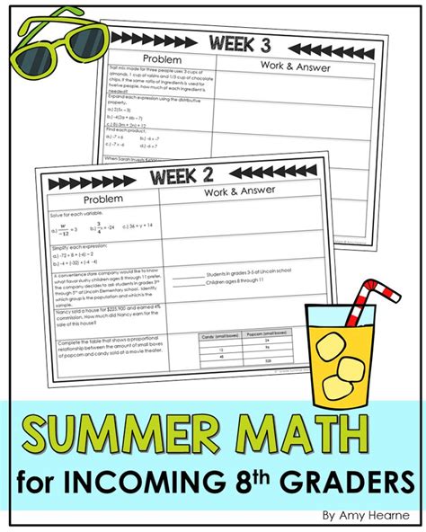 8th Grade Summer Math Review Packet Summer Math Math Packets Math
