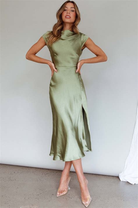 Shop The Lucinda Twist Back Midi Dress Olive Selfie Leslie Australia