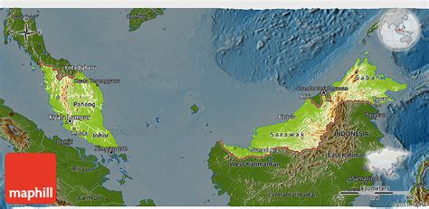Physical 3d Map Of Malaysia Darken