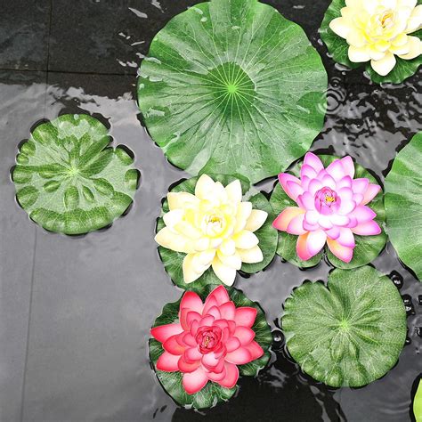 Navadeal Pack Of 9 Artificial Floating Foam Lotus Leaves Water Lily