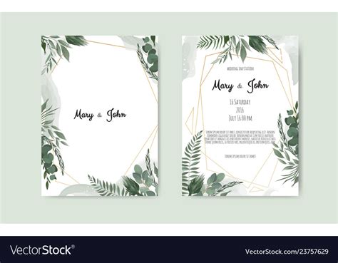 Botanical Wedding Invitation Card Template Design Vector Image