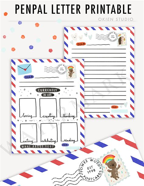 Kids Pen Pal Printable Letter Templates For Kids Letter Etsy