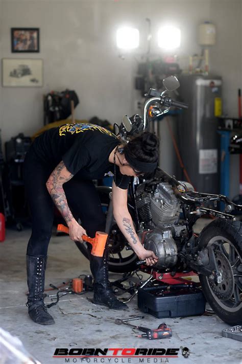 Born To Ride Motorcycle Babe Of The Week Brittany Working On Bike 78