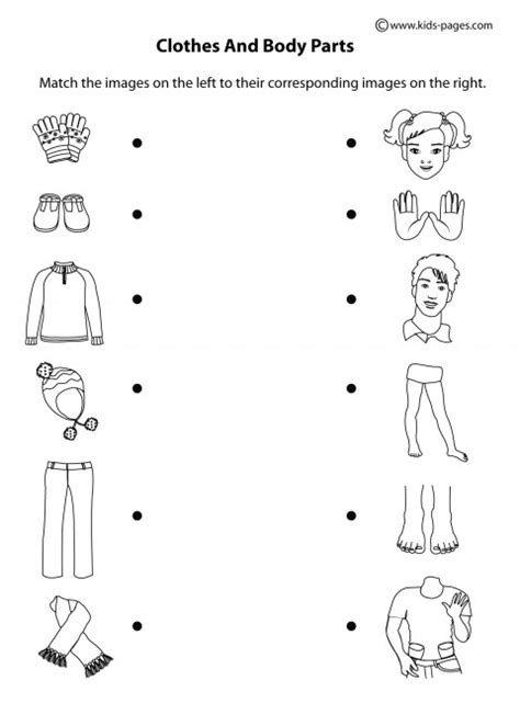Body Parts And Clothes B&W worksheet