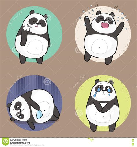 Cute Panda Character With Different Emotions Sadness Stock Vector