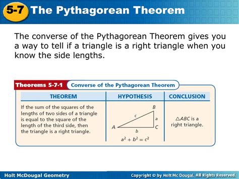 Ppt Use The Pythagorean Theorem And Its Converse To Solve Problems