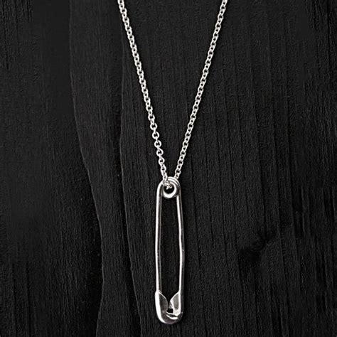 Sterling Silver Safety Pin Necklace Petagadget