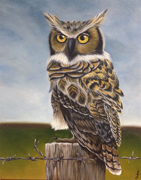 Great Horned Owl Acrylic Painting By Jennifer Noseworthy Owl Painting