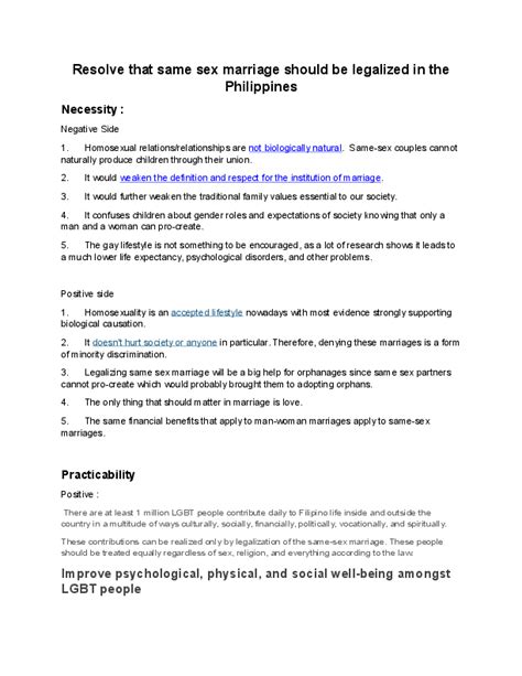 Argumentative Essay About Same Sex Marriage In The Philippines Arguments Against The