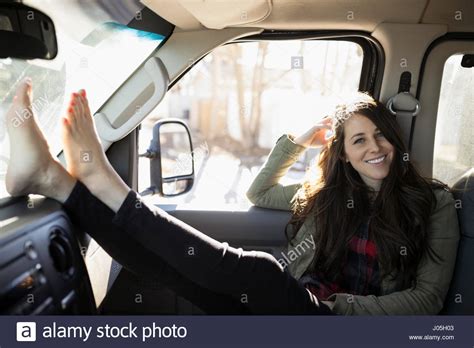 Barefoot Girl Driving Vw Bus