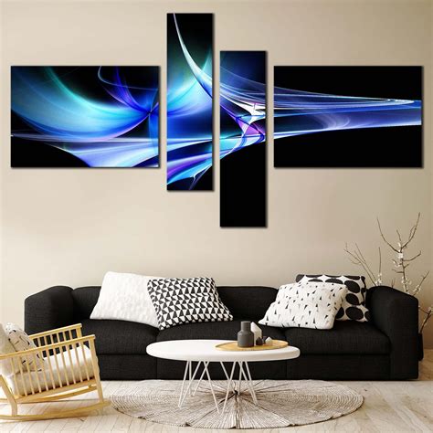Contemporary Abstract Canvas Wall Art Beautiful Blue