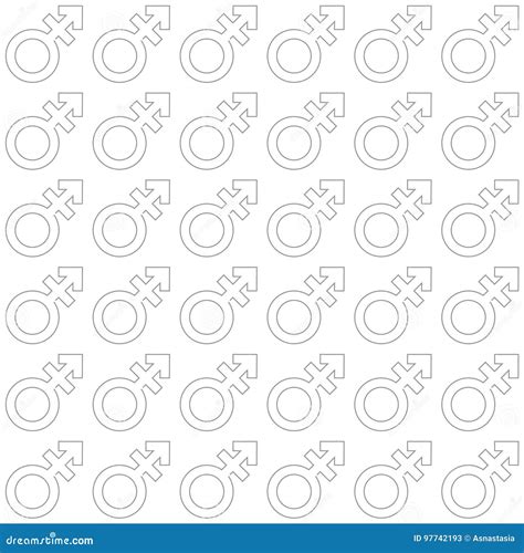 Gender Icon Seamless Endless Pattern Transgender Texture With Vector Symbol Stock Vector