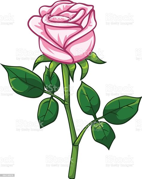 Pink Rose Cartoon Style Stock Illustration Download Image Now Istock