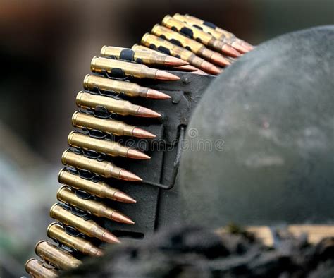 Belt Of Brass Cased Machine Gun Rounds Stock Photo Image Of Enjoy