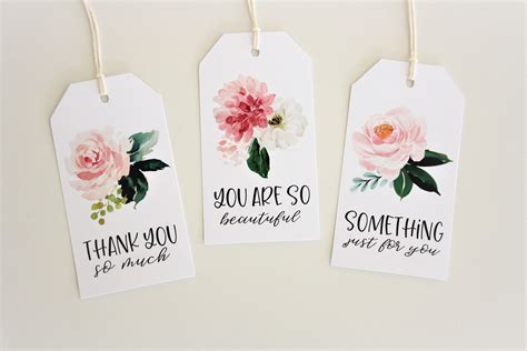 Floral Tags Thank You Tags Custom Tags Floral Theme Etsy