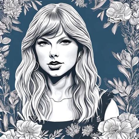 hand drawn illustration of taylor swift with beautif openart