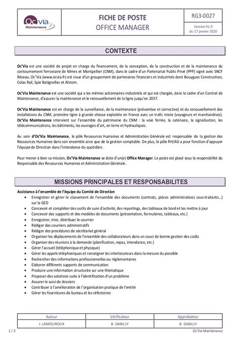 fiche de poste responsable logistique et achats