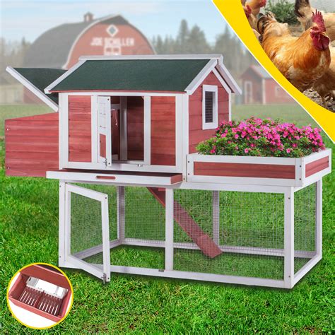 Silkies 64 Waterproof Wooden Chicken Coop 2 4 Hens House Backyard