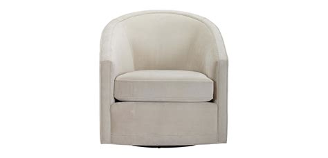 Seat cushion is 5' dacron wrapped foam, and the back is poly. Baylee Barrel-back Swivel Chair, Quick Ship | Ethan Allen