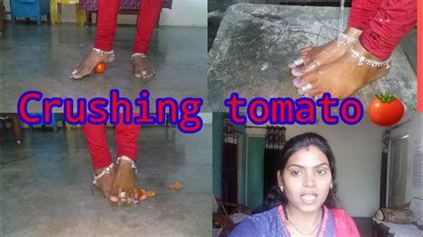 Crushing Tomato 🍅 Indian Feet 💅 Tomato Foot Sucrub Youtube