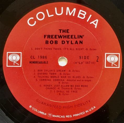 Bob Dylan Original Freewheelin Lp With 4 Unreleased Tracks One