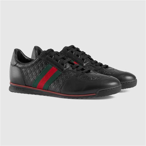 Gucci Leather Sneaker With Web In Black For Men Lyst