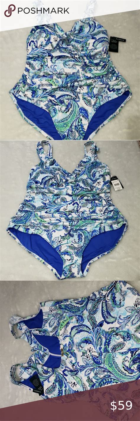 Ralph Lauren Tummy Control Swimsuit 20w 2xl This Ruched One Piece Suit
