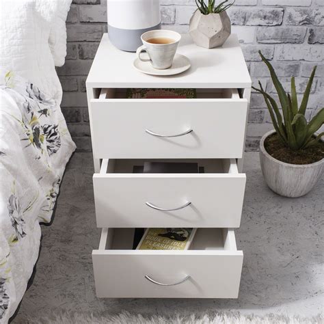 White Bedside Tables Cabinet 3 Drawers In Stock Date 23rd June 2