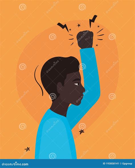 Black Man Cartoon With Fist Up In Side View Vector Design Stock Vector