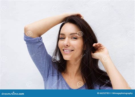 Beautiful Female Fashion Model Posing Against White Background Stock Image Image Of Lady
