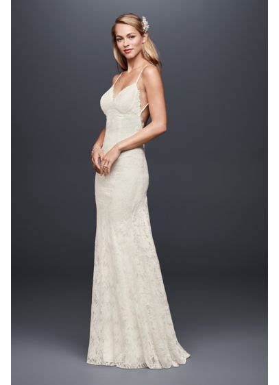 Soft Lace Sheath Wedding Dress With Low Back Davids Bridal