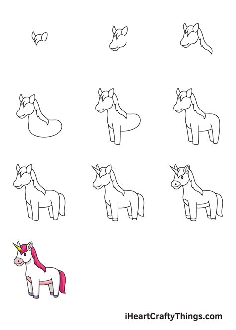 Unicorn Step By Step Drawing Gray Antouch